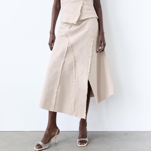 Zara White and Cream Rhinestone Vinyl Square-toe Heeled Sandals - Picture 8 of 8